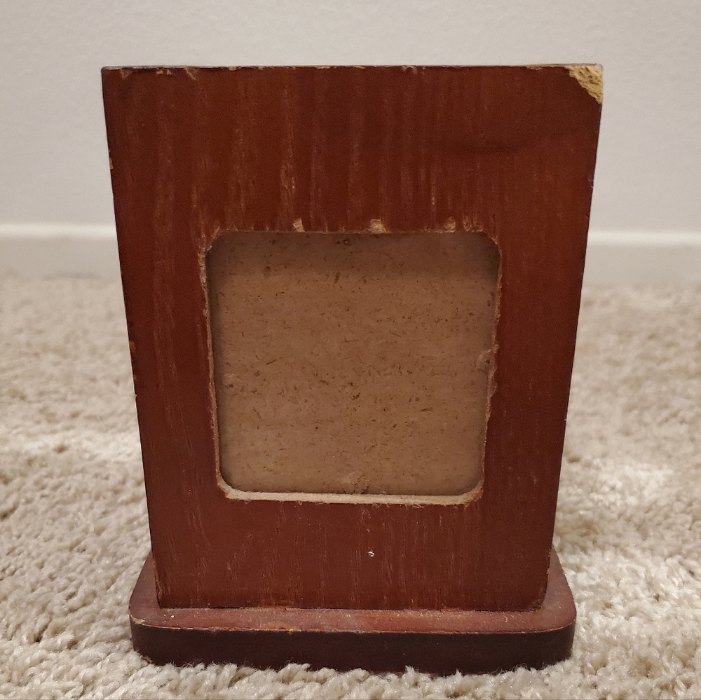 Classic Brown Wooden Photo Frame Pencil/Pen Holder